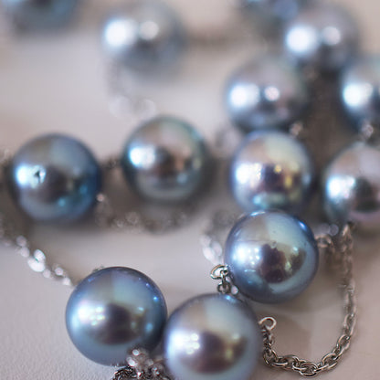 Limited to actual item Station necklace akoya pearl 8mm - 8.5mm Real Akoya Pearl Japan 19.6inch akoyapearl reenspearl Silver