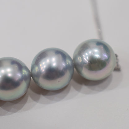 <SALE> Limited to actual item Rare Natural color blue 8.5mm - 9mm akoya pearl necklace 18K Real Japan reenspearl Japanese Seawater