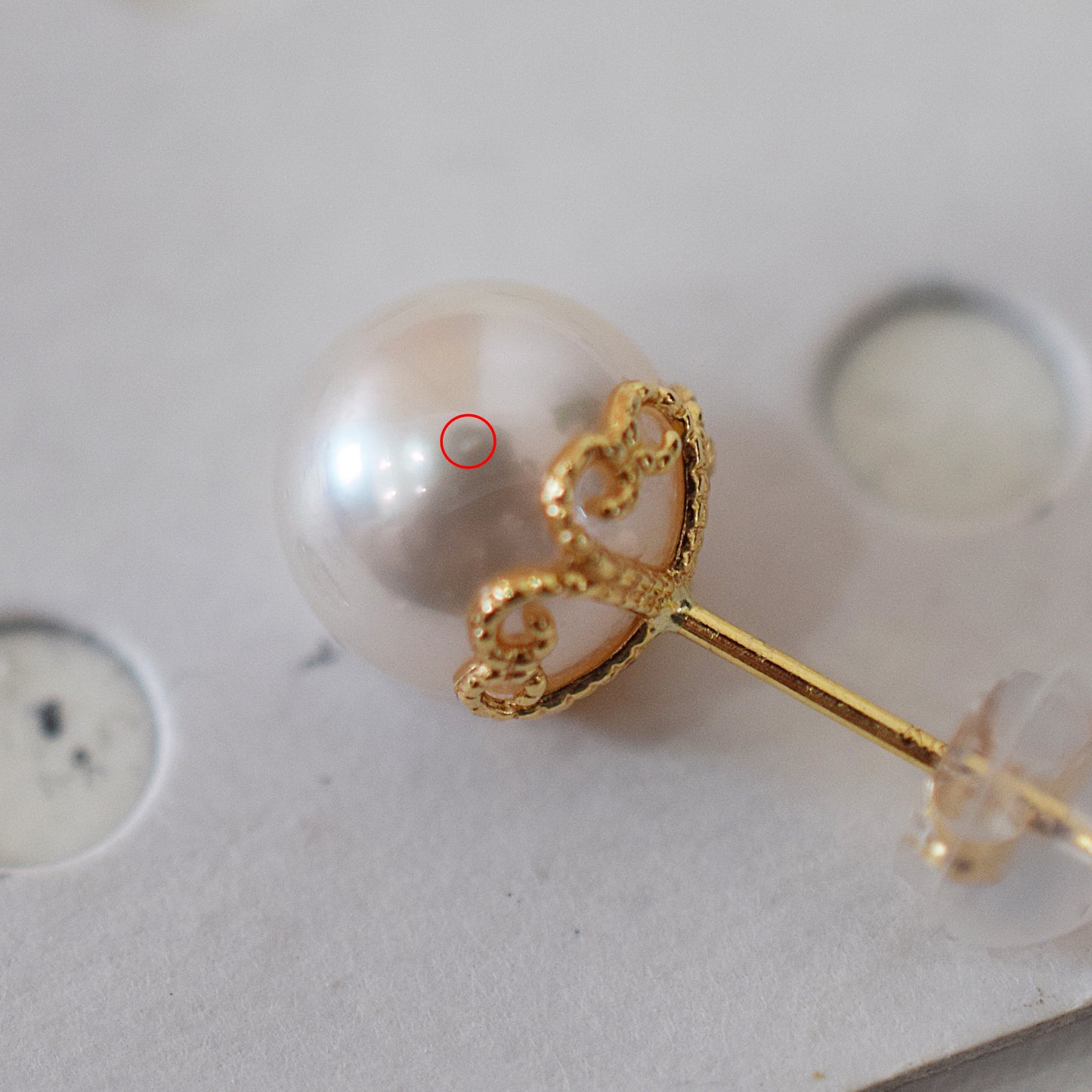 <SALE> Limited to actual item White pink 7.5mm - 8mm Seawater Akoya Pearl Stud Earrings 18K From Japan Japanese akoyapearl reenspearl