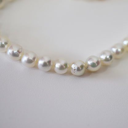 Actual product 6mm - 7mm Natural color Baroque Akoya Pearl Bracelet 7.28inch Japan AkoyaPearl SV925 Wedding Japanese Seawater