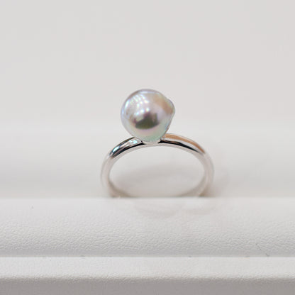 ［You can choose the pearl］Akoya Baroque pearl 8mm - 9mm Natural color Ring Sea Real akoya pearl From Japan 1pc pearl SV925 Silver reenspearl akoyapearl ring