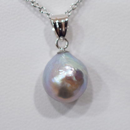 <SALE> Limited to actual item Pendant top Necklace Natural color Baroque 10mm Real Akoya Pearl Japan 17.7inch Japanese