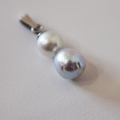 Actual product 6mm × 7mm pendant Necklace Natural color Seawater Real akoya Pearl Baroque Surgical Stainless Steel Japan reenspearl