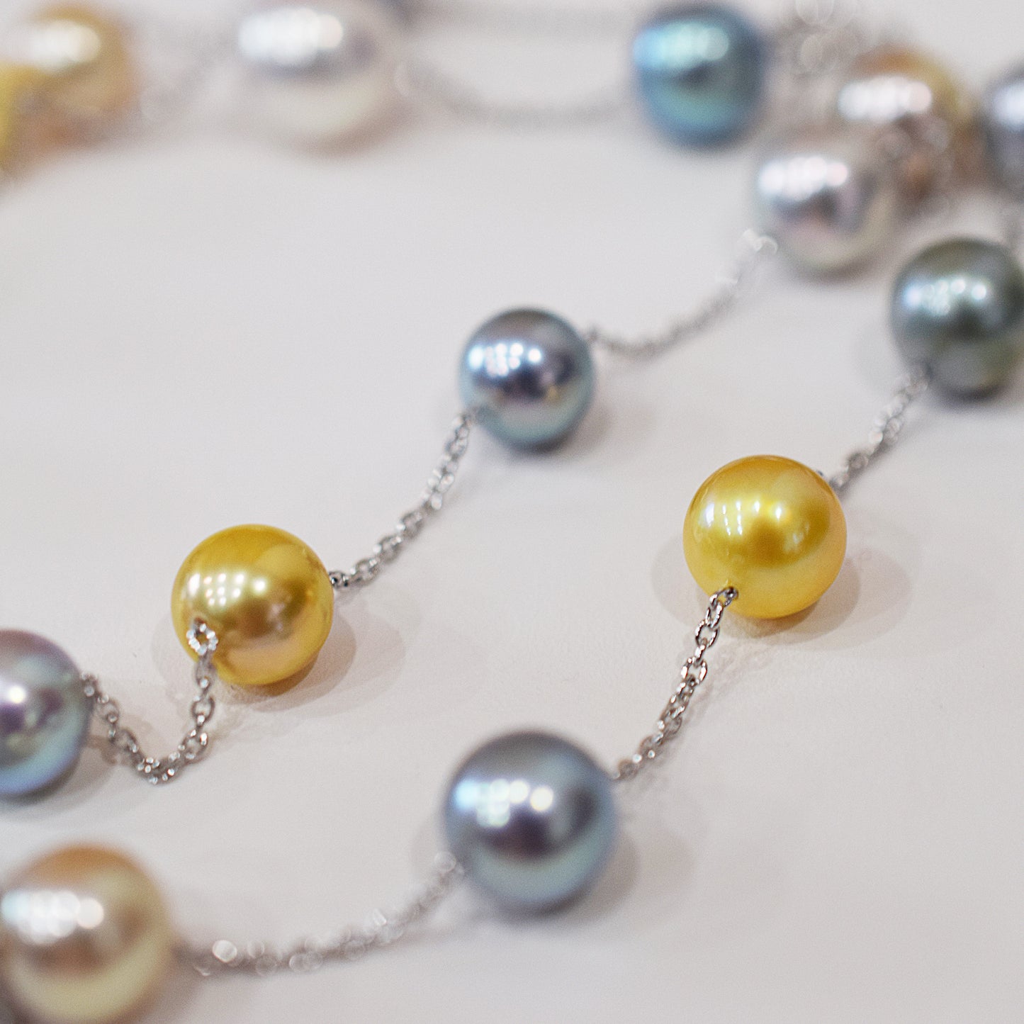 Limited to actual item Station necklace akoya pearl 7.5mm - 8.5mm Real Akoya Pearl Japan 23.6inch akoyapearl reenspearl Silver