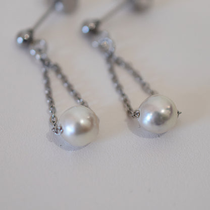 Actual product Natural color akoya Baroque pearl 6mm - 7mm Surgical Stainless Steel Seawater Akoya Pearl Stud Earrings Japan