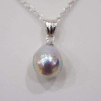 <SALE> Limited to actual item Pendant top Necklace Natural color Baroque 10.3mm Real Akoya Pearl Japan 17.7inch Japanese