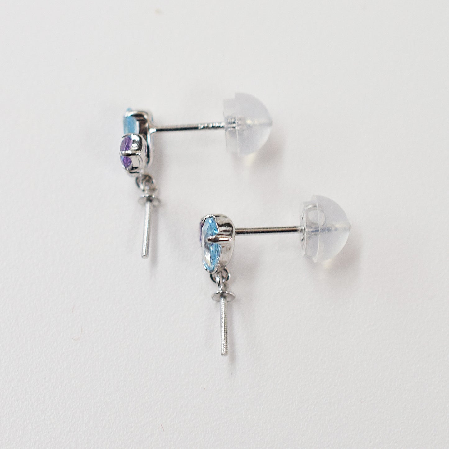Only metal fittings K14WG stud earring Metal fitting Semi-precious stone Recommended for pearls under 9.5mm