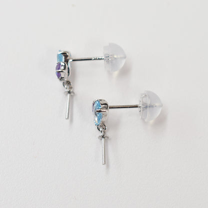 Only metal fittings K14WG stud earring Metal fitting Semi-precious stone Recommended for pearls under 9.5mm