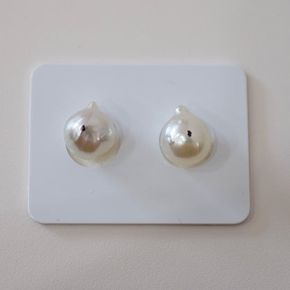 Actual product Natural color akoya pearl Baroque pearl 10.5mm - 11mm 18K 14K Surgical Stainless Steel stud Earrings Japan