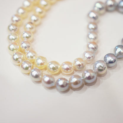 Actual product Natural color Gradient Color Baroque 6mm - 8mm Real Akoya Pearl Japan 16.3inch 41.5cm starand Japanese choker reenspearl