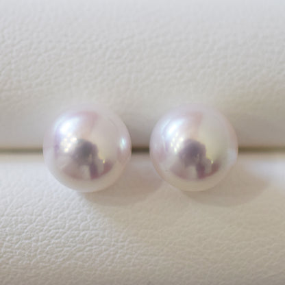 Actual product Whitepink 8mm - 8.5mm Seawater Akoya Pearl Stud Earring K14WG From Japan Japanese Seawater reenspearl