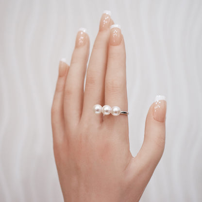 White pink 5.5mm - 8mm Ring Akoya Pearl From Japan SV925 Silver reenspearl Sea Real akoyapearl