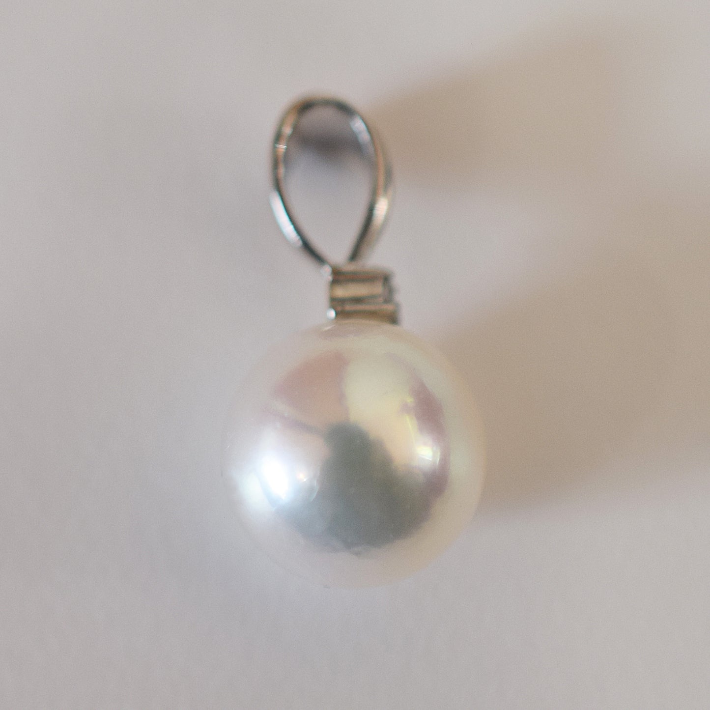 Limited to actual item penrant top Only 9.3mm 14K WG White pink Seawater Real akoya Pearl Japan birthday あこや 真珠 reenspearl
