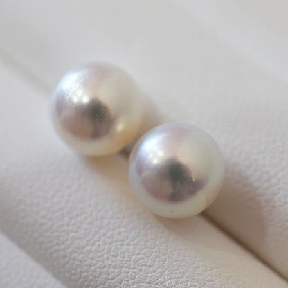 Actual product Whitepink 9mm - 9.5mm Seawater Akoya Pearl Stud Earring K14WG From Japan Japanese Seawater reenspearl