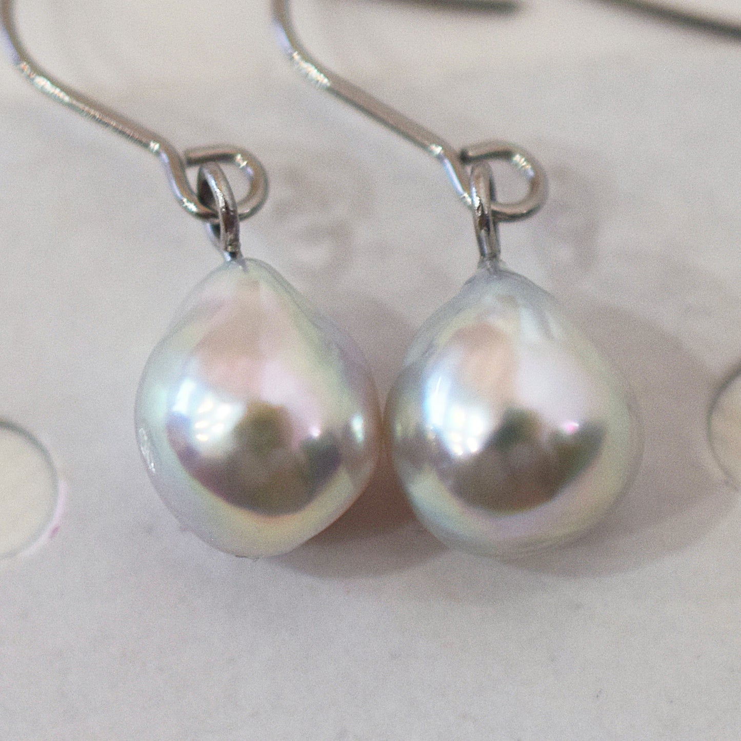 Actual product Natural color akoya Baroque pearl 10mm - 10.5mm Surgical Stainless Steel Seawater Akoya Pearl Hook Earrings Japan
