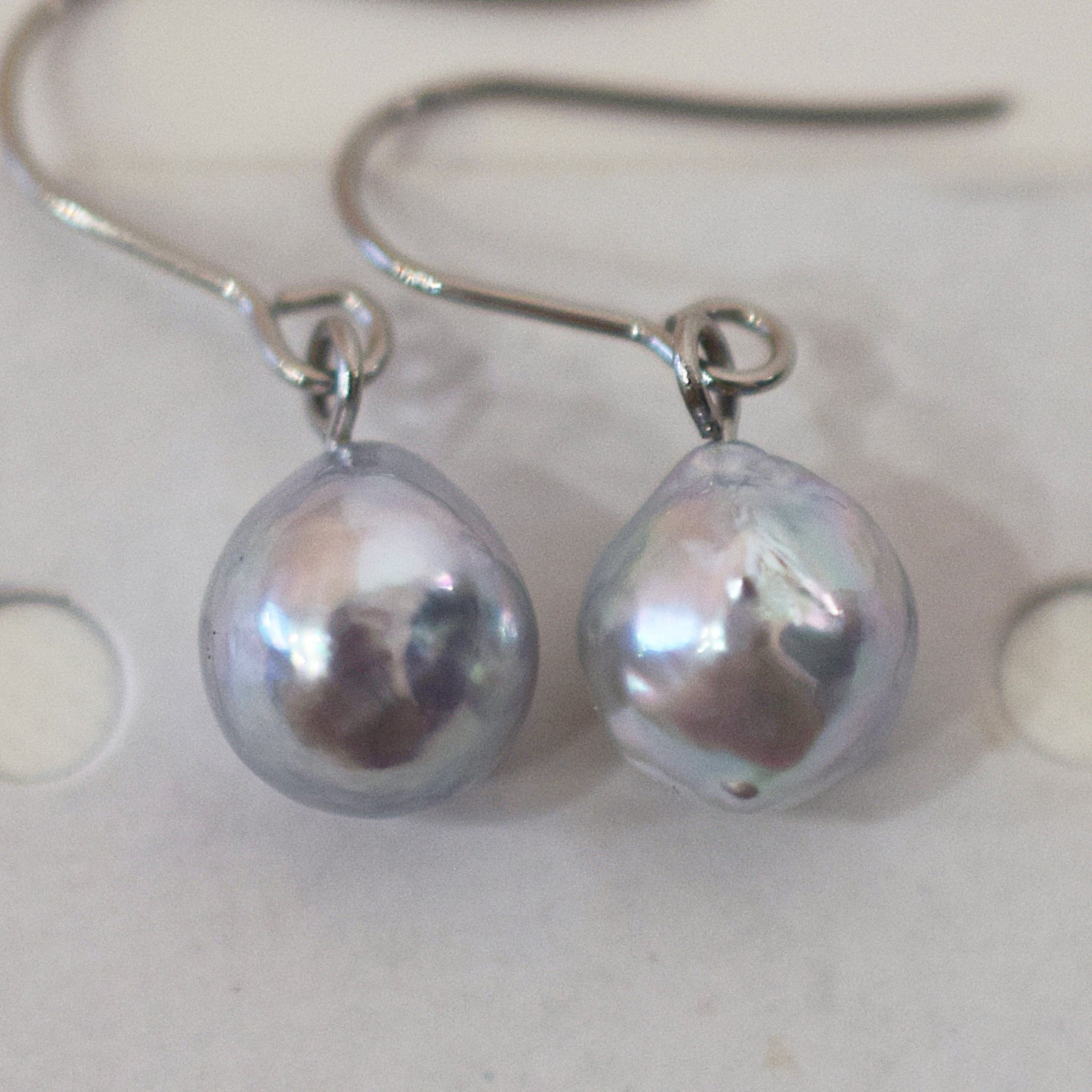 Actual product Natural color akoya Baroque pearl 9mm - 9.5mm Surgical Stainless Steel Seawater Akoya Pearl Hook Earrings Japan