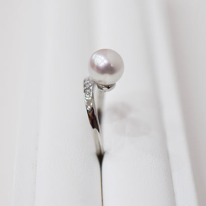 Actual product Rare White pink 8mm - 8.5mm Ring Sea Real Akoya Pearl From Japan SV925 Silver reenspearl akoyapearl