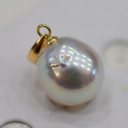 <SALE> Limited to actual item 8.7mm Only penrant top Natural color Seawater Real akoya Pearl Baroque 18K Japan birthday あこや 真珠