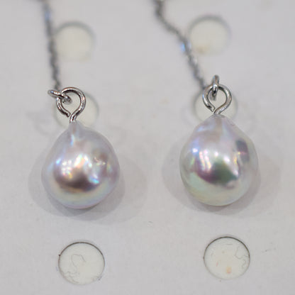 Actual product Natural color akoya Baroque pearl 9mm - 10mm Surgical Stainless Steel Seawater Akoya Pearl Stud Earrings Japan