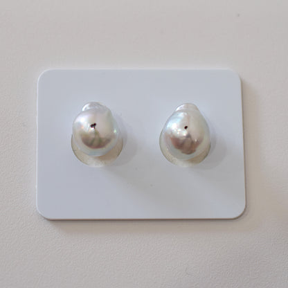 Actual product Natural color akoya pearl Baroque pearl 10mm - 10.5mm 18K 14K Surgical Stainless Steel stud Earrings Japan