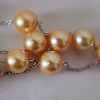 Limited to actual item Station necklace akoya pearl 8mm - 8.5mm Real Akoya Pearl Japan 19.6inch akoyapearl reenspearl Silver