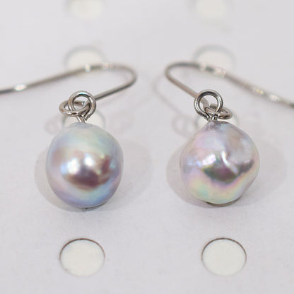 Actual product Natural color akoya Baroque pearl 9mm - 10mm Surgical Stainless Steel Seawater Akoya Pearl Stud Earrings Japan