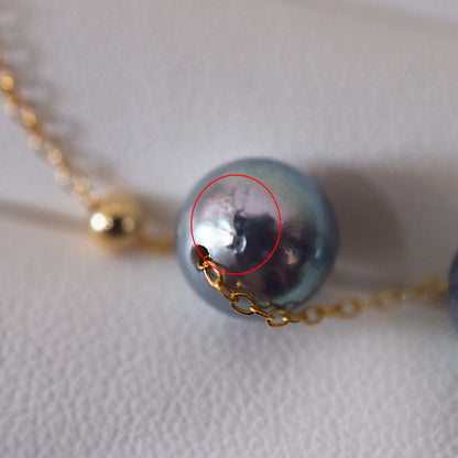 <SALE> Limited to actual item Cobalt Baroque Necklace 8mm - 8.5mm 14KGF Gold Filled Real Akoya Pearl Japan Akoyapearl 17.7inch Japanese reenspearl