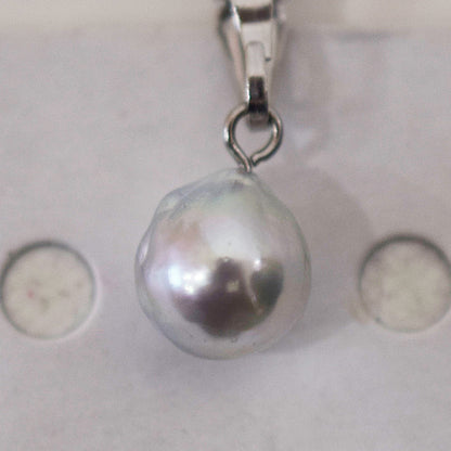 Actual product 10mm pendant Necklace Natural color Seawater Real akoya Pearl Baroque Surgical Stainless Steel Japan reenspearl