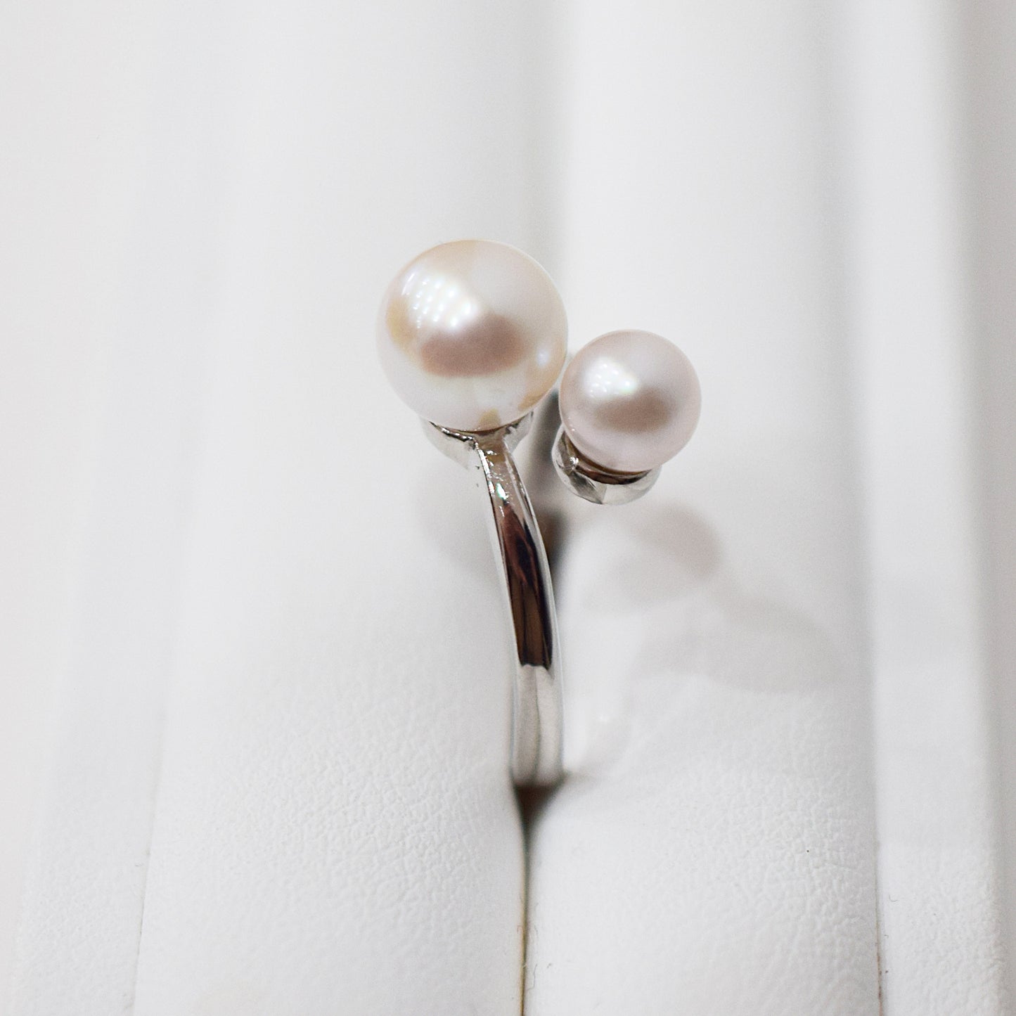 Actual product Rare White pink 7.5mm × 5.5mm Ring Sea Real Akoya Pearl From Japan SV925 Silver reenspearl akoyapearl
