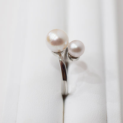 Actual product Rare White pink 7.5mm × 5.5mm Ring Sea Real Akoya Pearl From Japan SV925 Silver reenspearl akoyapearl