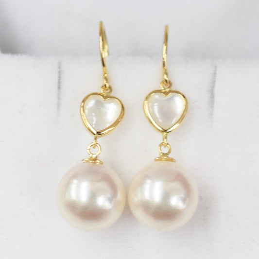 Hanadama rank 7.5mm - 9.5mm Whitepink Hook Earring K18YG Real Akoya Pearl Japan Akoyapearl Shell あこや 珍珠