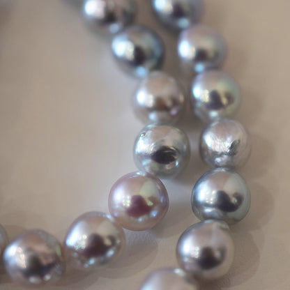 Limited to actual item Necklace Natural color Baroque 8mm - 9.5mm Real Akoya Pearl Japan 16.5inch 42cm starand Japanese choker reenspearl