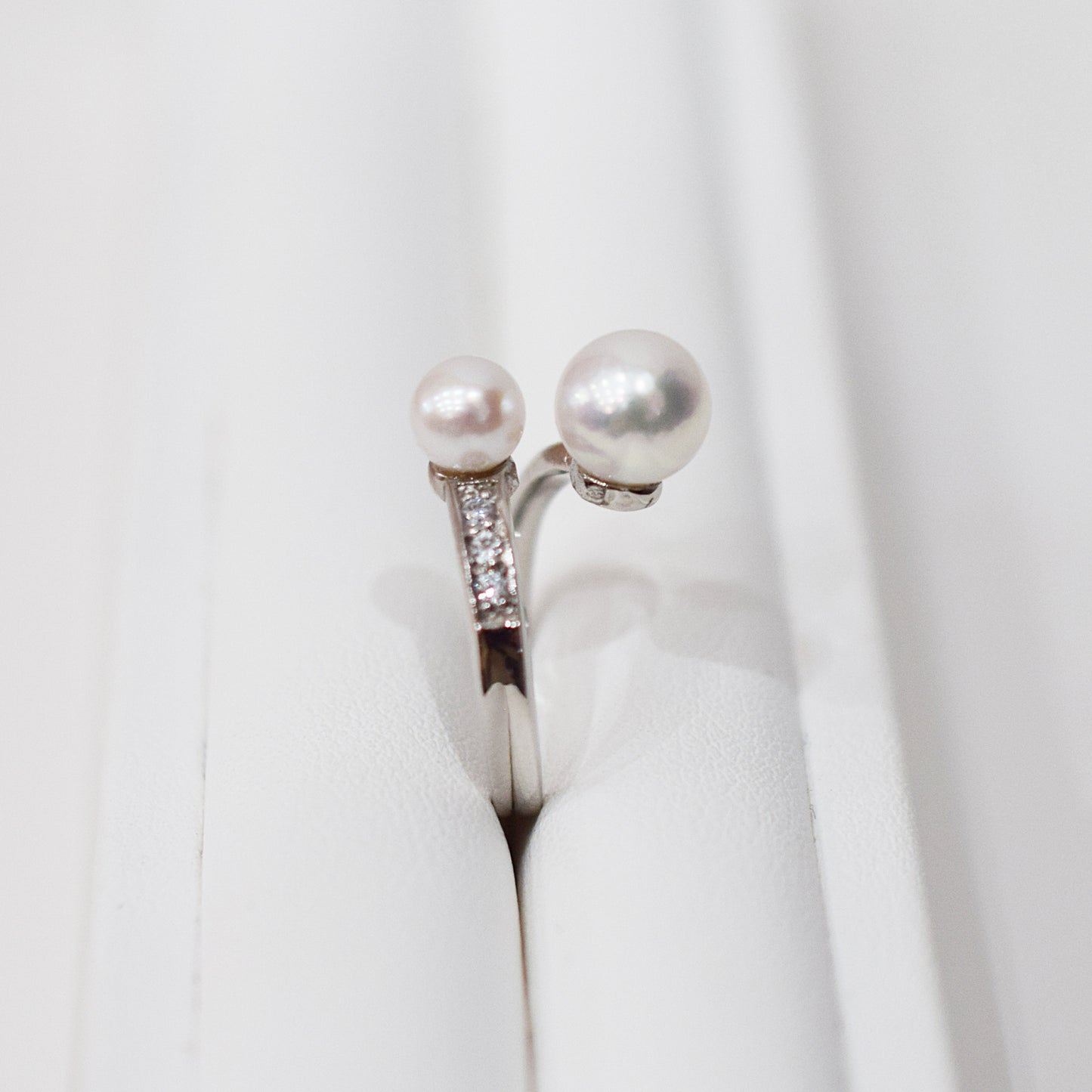 Actual product Rare White pink 7.5mm × 5.5mm Ring Sea Real Akoya Pearl From Japan SV925 Silver reenspearl akoyapearl