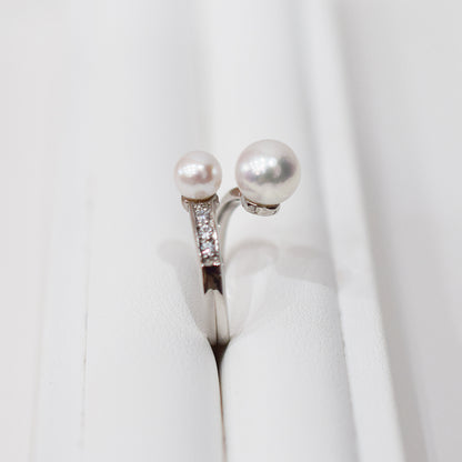 Actual product Rare White pink 7.5mm × 5.5mm Ring Sea Real Akoya Pearl From Japan SV925 Silver reenspearl akoyapearl