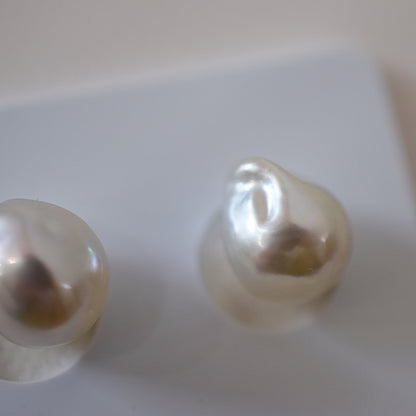 Actual product Natural color akoya pearl Baroque pearl 10.5mm - 11mm 18K 14K Surgical Stainless Steel stud Earrings Japan