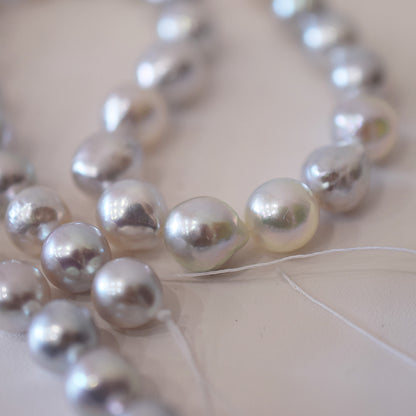 Limited to actual item Necklace Natural color Baroque 8mm - 9.5mm Real Akoya Pearl Japan 16.5inch 42cm starand Japanese choker reenspearl