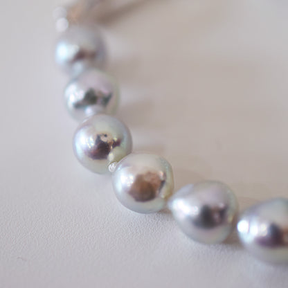 Limited to actual item 8mm - 9mm Natural color Baroque Akoya Pearl Bracelet 7.48inch Japan AkoyaPearl SV925 Wedding Japanese Seawater
