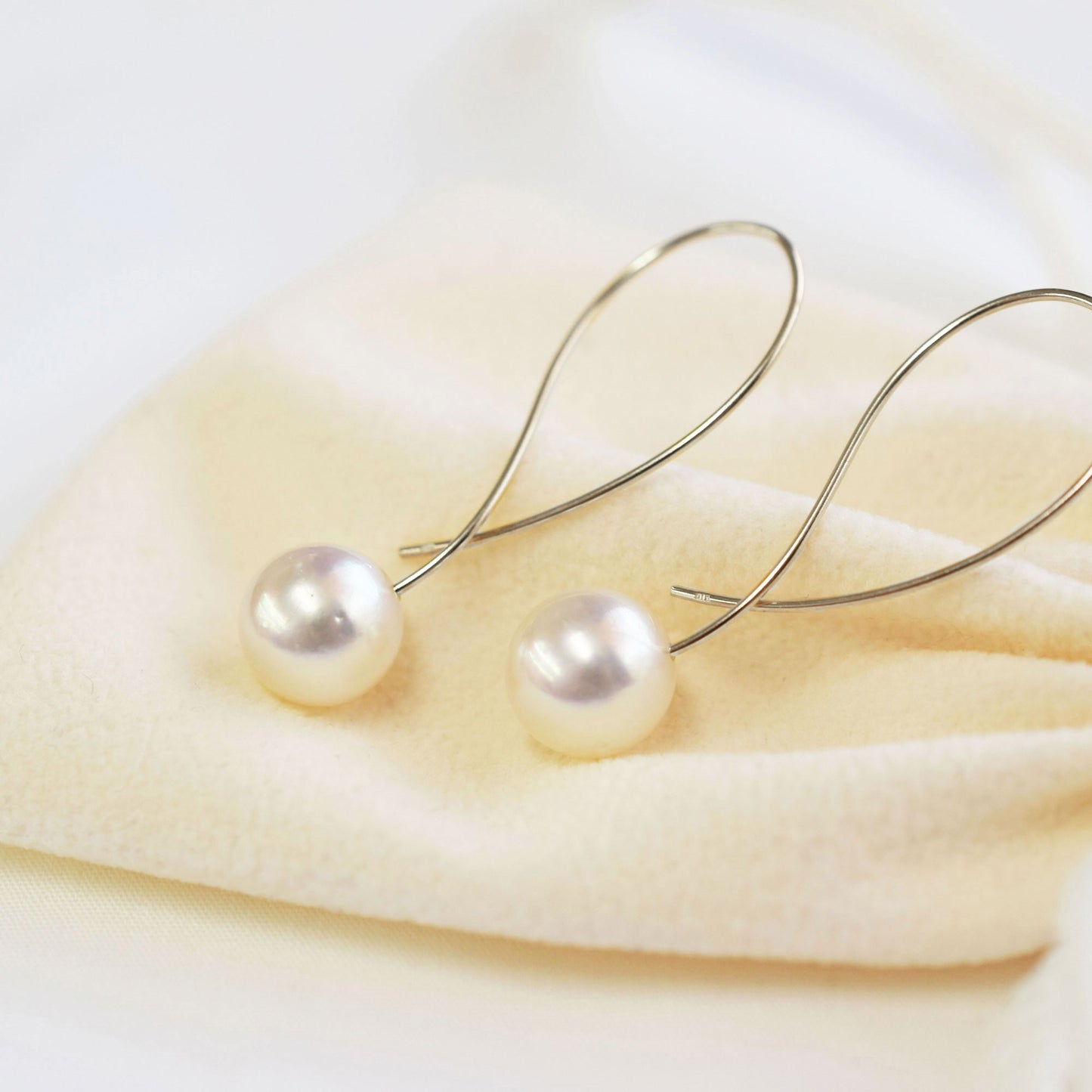 Hanadama rank 7.5mm - 9.5mm Whitepink Earrings K14WG Real Akoya Pearl Japan Akoyapearl