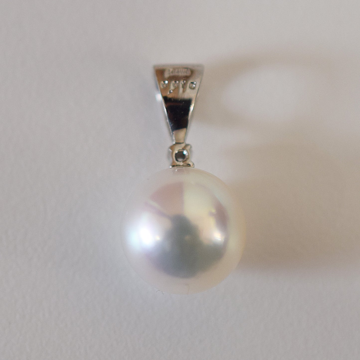 Limited to actual item penrant top Only 9.3mm 14K WG White pink Seawater Real akoya Pearl Japan birthday あこや 真珠 reenspearl