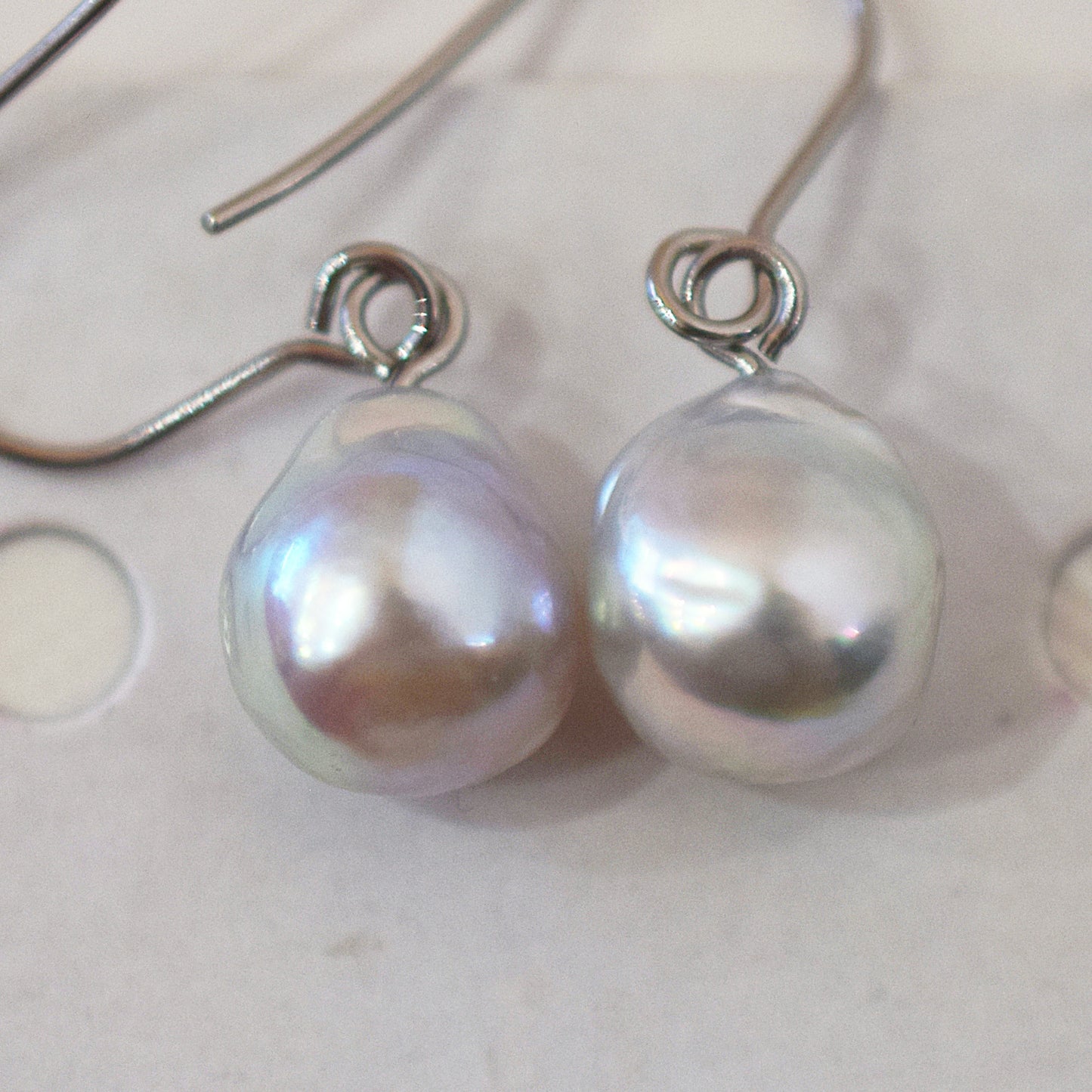 Actual product Natural color akoya Baroque pearl 10mm - 10.5mm Surgical Stainless Steel Seawater Akoya Pearl Hook Earrings Japan