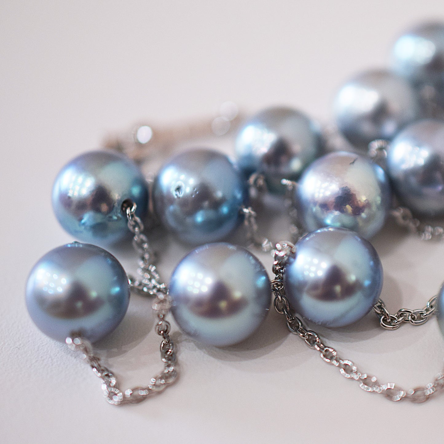 Limited to actual item Station necklace akoya pearl 8mm - 8.5mm Real Akoya Pearl Japan 19.6inch akoyapearl reenspearl Silver