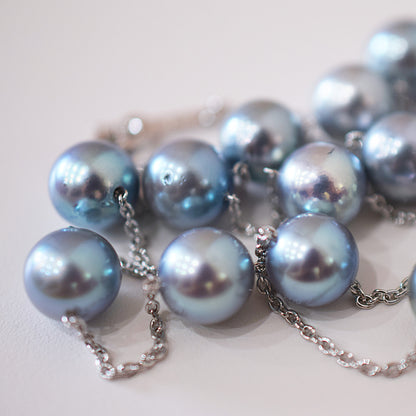 Limited to actual item Station necklace akoya pearl 8mm - 8.5mm Real Akoya Pearl Japan 19.6inch akoyapearl reenspearl Silver