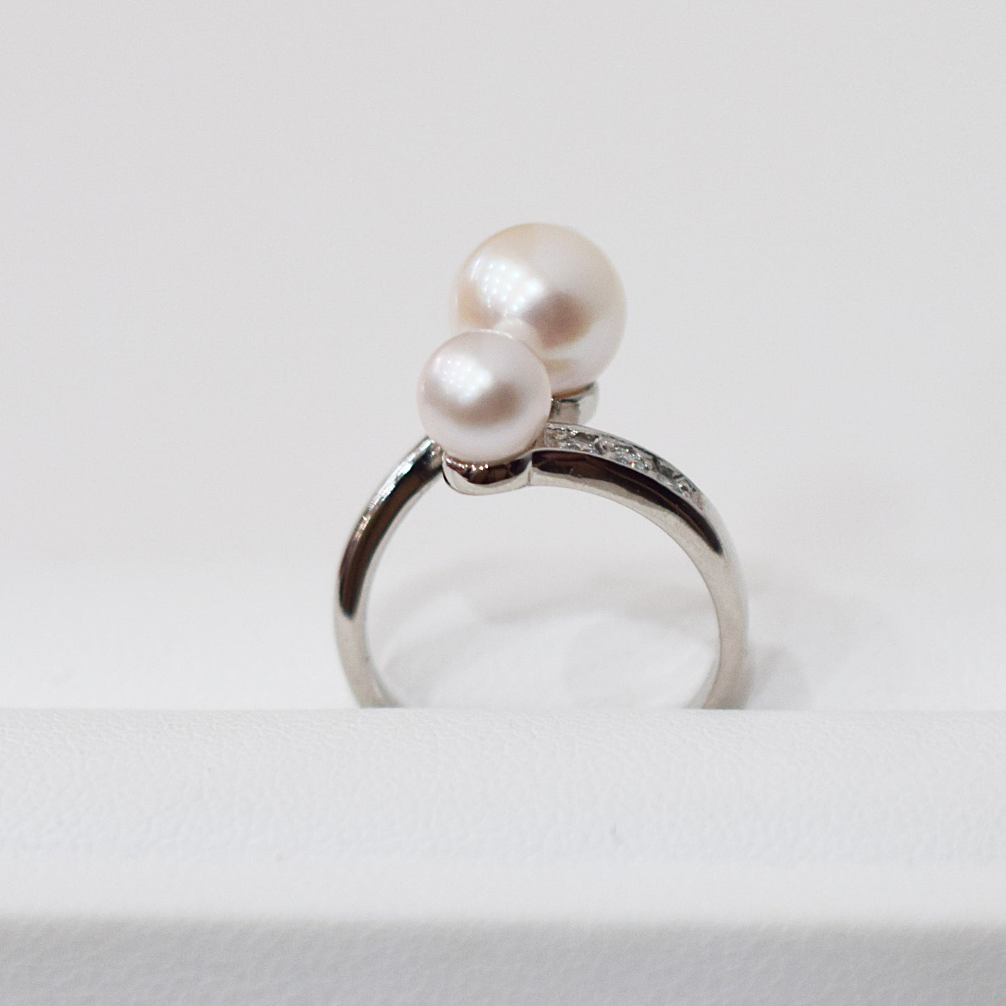Actual product Rare White pink 7.5mm × 5.5mm Ring Sea Real Akoya Pearl From Japan SV925 Silver reenspearl akoyapearl