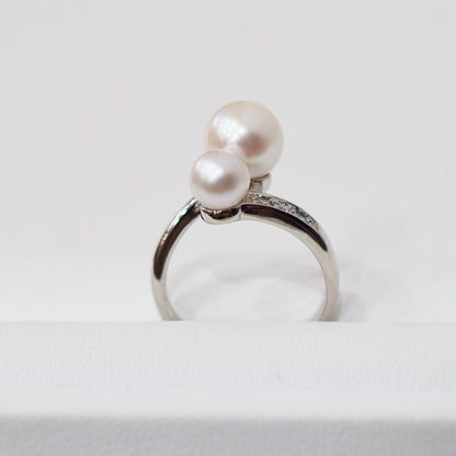 Actual product Rare White pink 7.5mm × 5.5mm Ring Sea Real Akoya Pearl From Japan SV925 Silver reenspearl akoyapearl