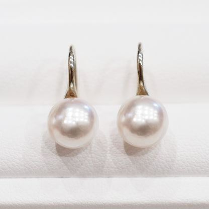 【K18YG / K18WG】Hanadama rank White pink 7.5mm - 8.5mm Hook earrings Seawater Real Akoya Pearl Japan anniversary Earring Japanese Wedding 日本 天草