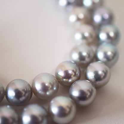 Limited to actual item Necklace Multi color Natural color Semi-round 8mm - 8.5mm Real Akoya Pearl Japan 16.1inch starand choker reenspearl