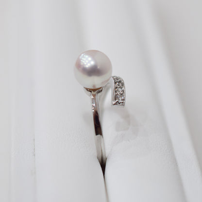 Actual product Rare White pink 8mm - 8.5mm Ring Sea Real Akoya Pearl From Japan SV925 Silver reenspearl akoyapearl