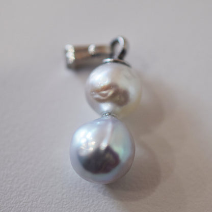 Actual product 6mm × 7mm pendant Necklace Natural color Seawater Real akoya Pearl Baroque Surgical Stainless Steel Japan reenspearl