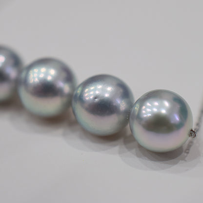 <SALE> Limited to actual item Rare Natural color blue 8.5mm - 9mm akoya pearl necklace 18K Real Japan reenspearl Japanese Seawater