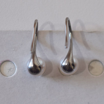 Actual product White pink akoya pearl 6mm - 6.5mm Surgical Stainless Steel Seawater Akoya Pearl Hook Earrings Japan